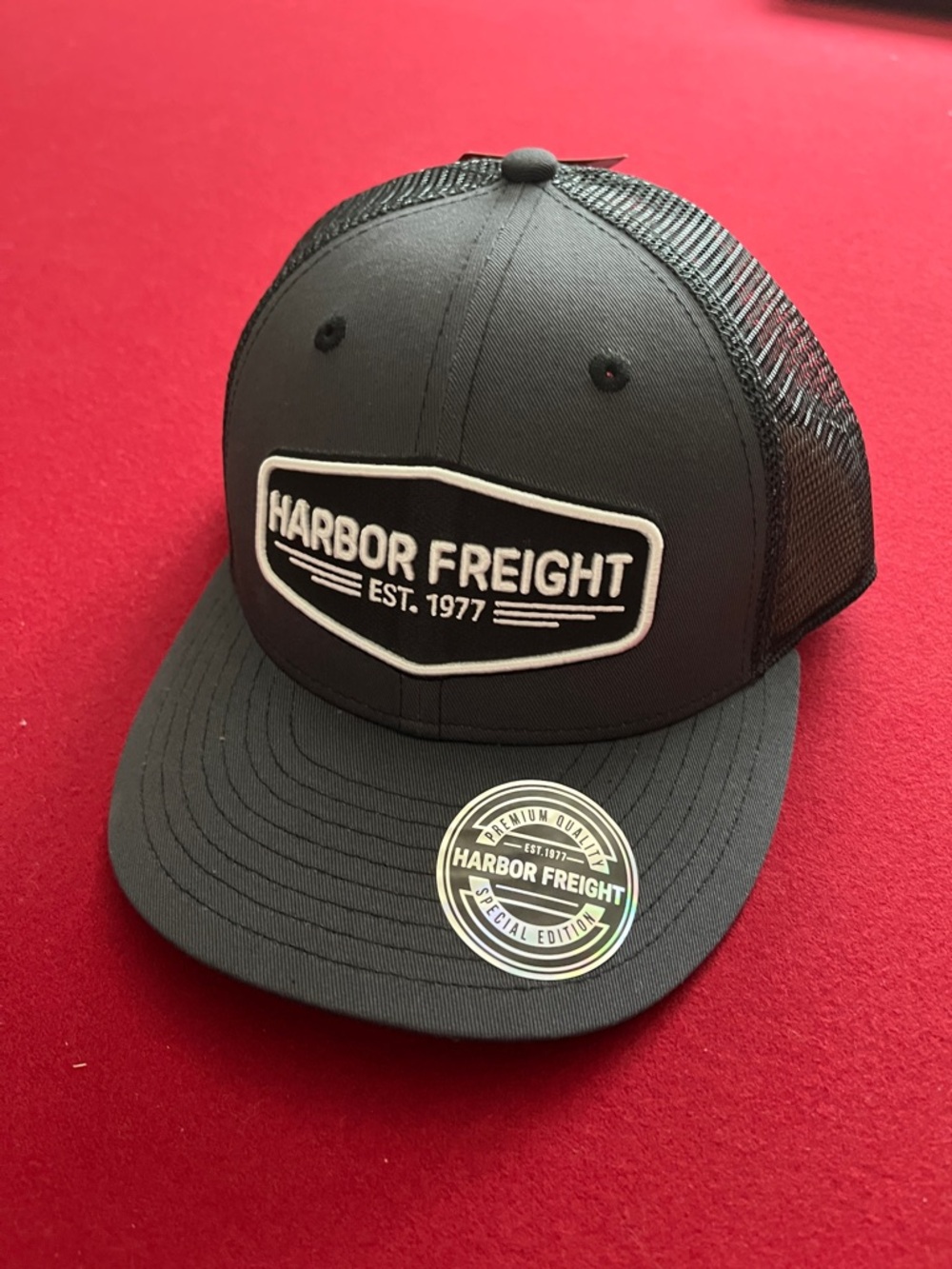 Harbor Freight Black Mesh Trucker Hat
